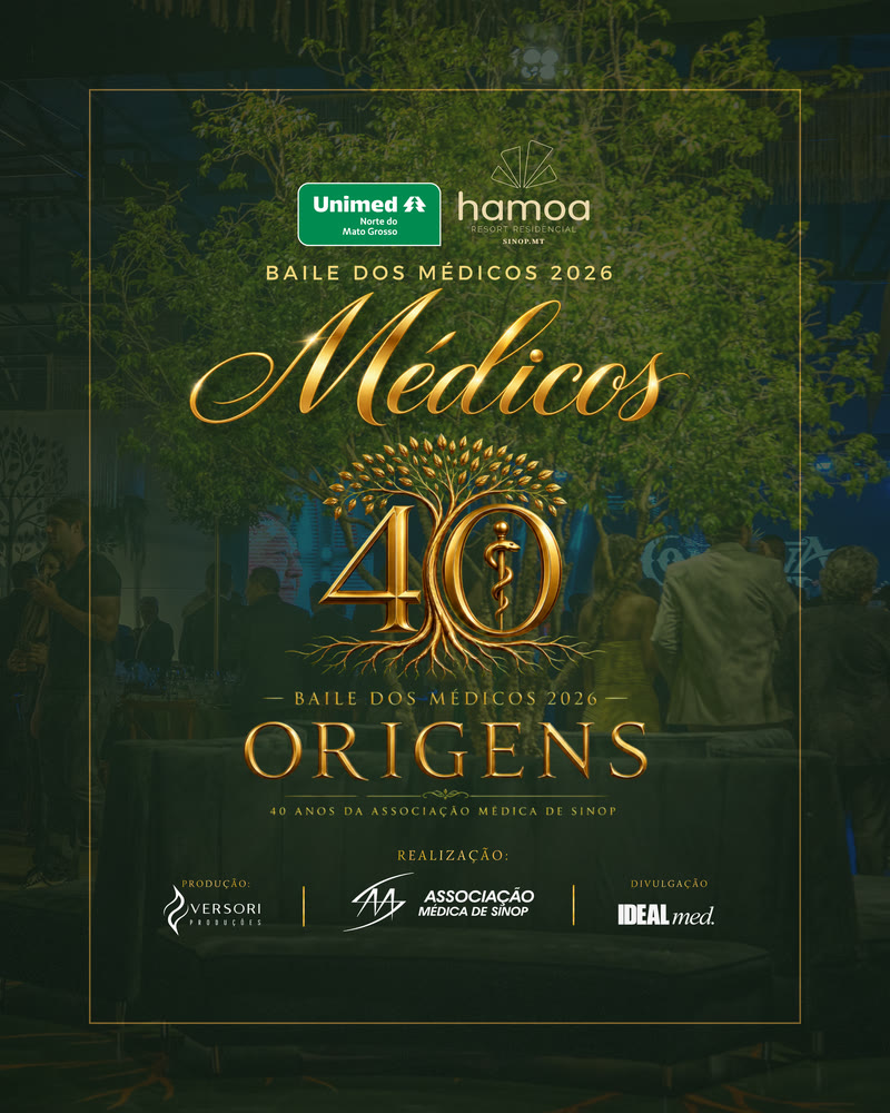Capa do Baile dos Médicos 2026, 40 anos da Associação Médica de Sinop